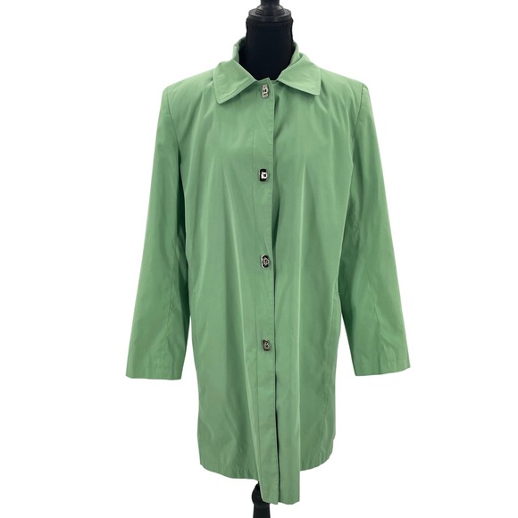 Talbots Jackets & Blazers - Talbots Womens Sage Green Toggle Button Rain Jacket Coat Size M